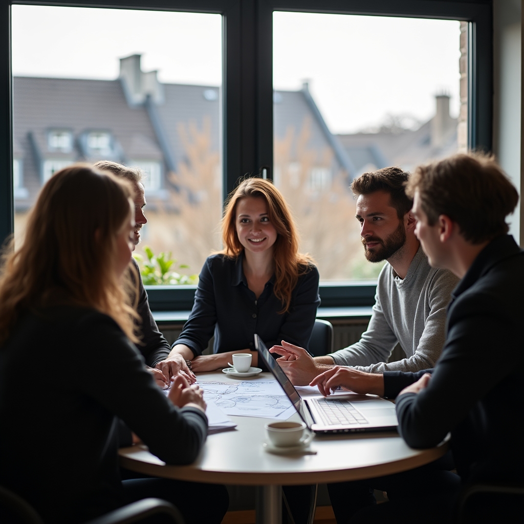 Kleines Unternehmens-Team in einer Besprechung über interne Abläufe