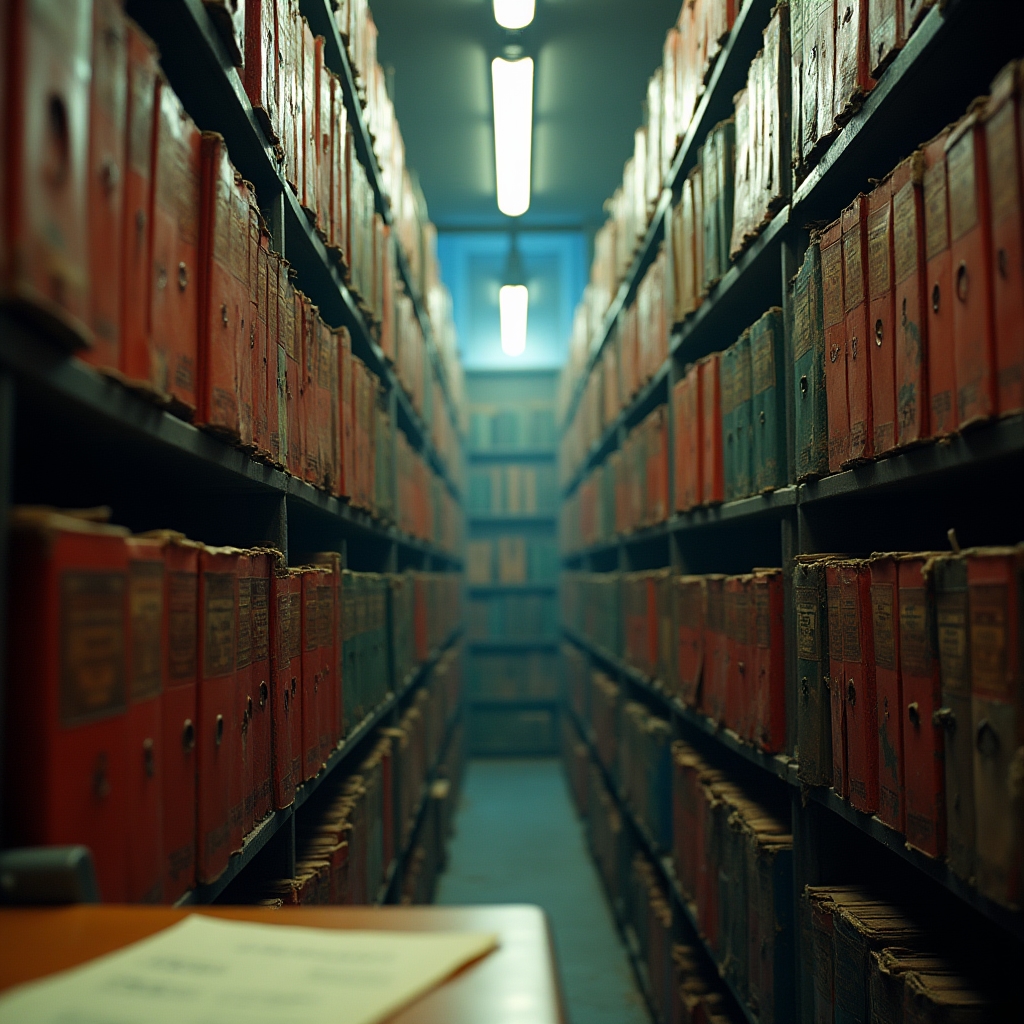 Veraltetes Ablagesystem mit Pendelordnern und Papierstapeln in einem deutschen KMU-Büro