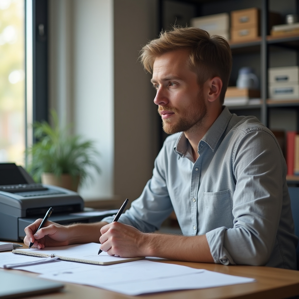 Prozessanalytiker dokumentiert Arbeitsabläufe in einem Büro